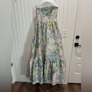 Floral strapless dress, even more beautiful in person!